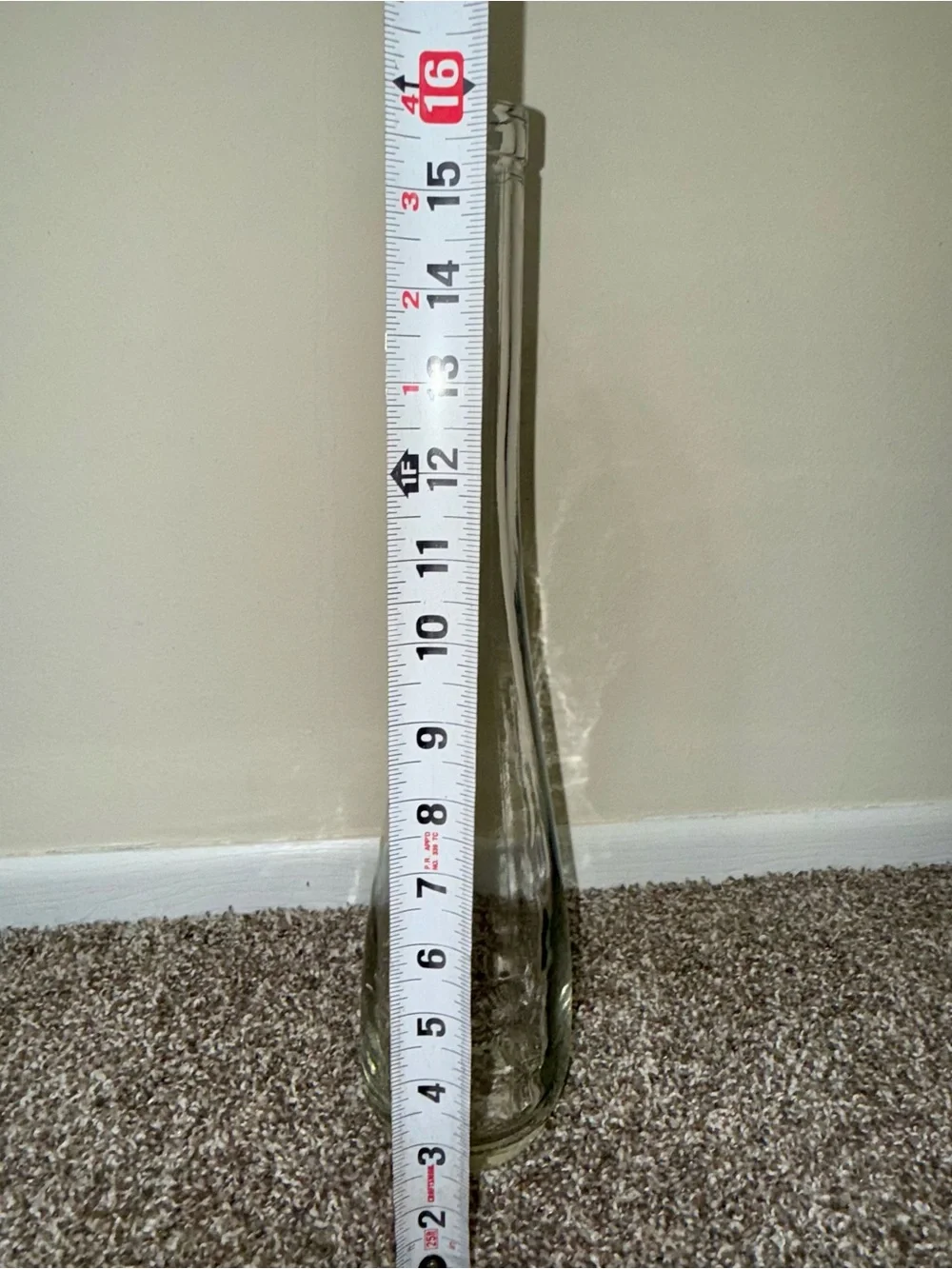 Tall clear long neck bottle 16 inches in Height